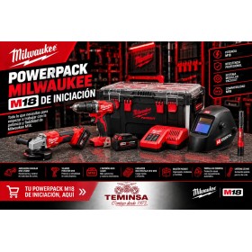 POWERPACK MILWAUKEE CARRO+TALADRO+AMOLADORA+LINTERNA+MALETÍN+PANTALLA AUTOMÁTICA