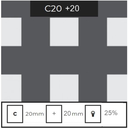 CHAPA PERFORADA AGUJERO CUADRADO DE 20X20MM, CALLE DE 20MM, ESPESOR 1,5MM DE 3000 X 1500 *GALVANIZ