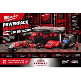 POWERPACK MILWAUKEE CARRO+TALADRO+AMOLADORA+LINTERNA+MALETÍN+PANTALLA AUTOMÁTICA
