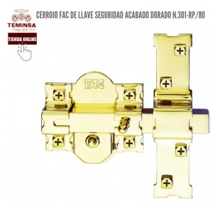 CERROJO FAC ONLINE DE LLAVE SEGURIDAD ACABADO DORADO N.301-RP80