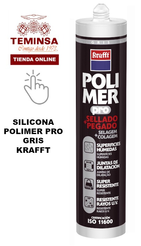 Siliconas y Selladores  SILICONA POLIMER PRO GRIS KRAFFT Teminsa Tienda Online