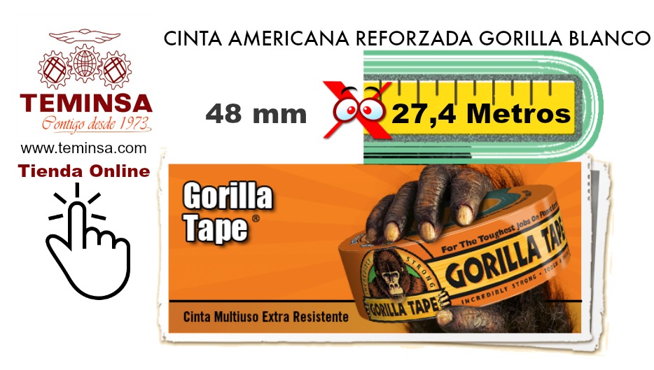 CINTA AMERICANA REFORZADA GORILLA DE 27.4M.X48MM BLANCO Teminsa Online