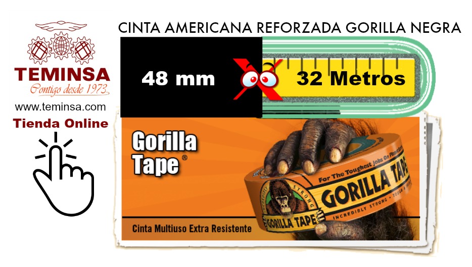CINTA AMERICANA REFORZADA GORILLA DE 32M.X48MM. NEGRA Teminsa Online