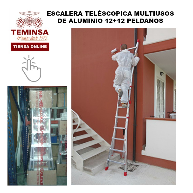 Escalera Aluminio Teléscopica Multiusos 12+12 Teminsa Tienda Online